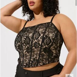 Torrid Black Cream Bustier Camisole Crop Top
